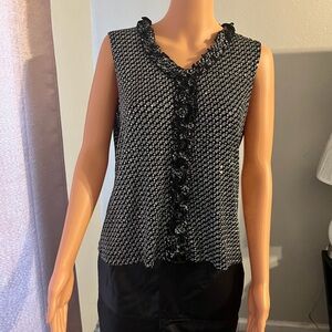 Black and White Sleeveless Top